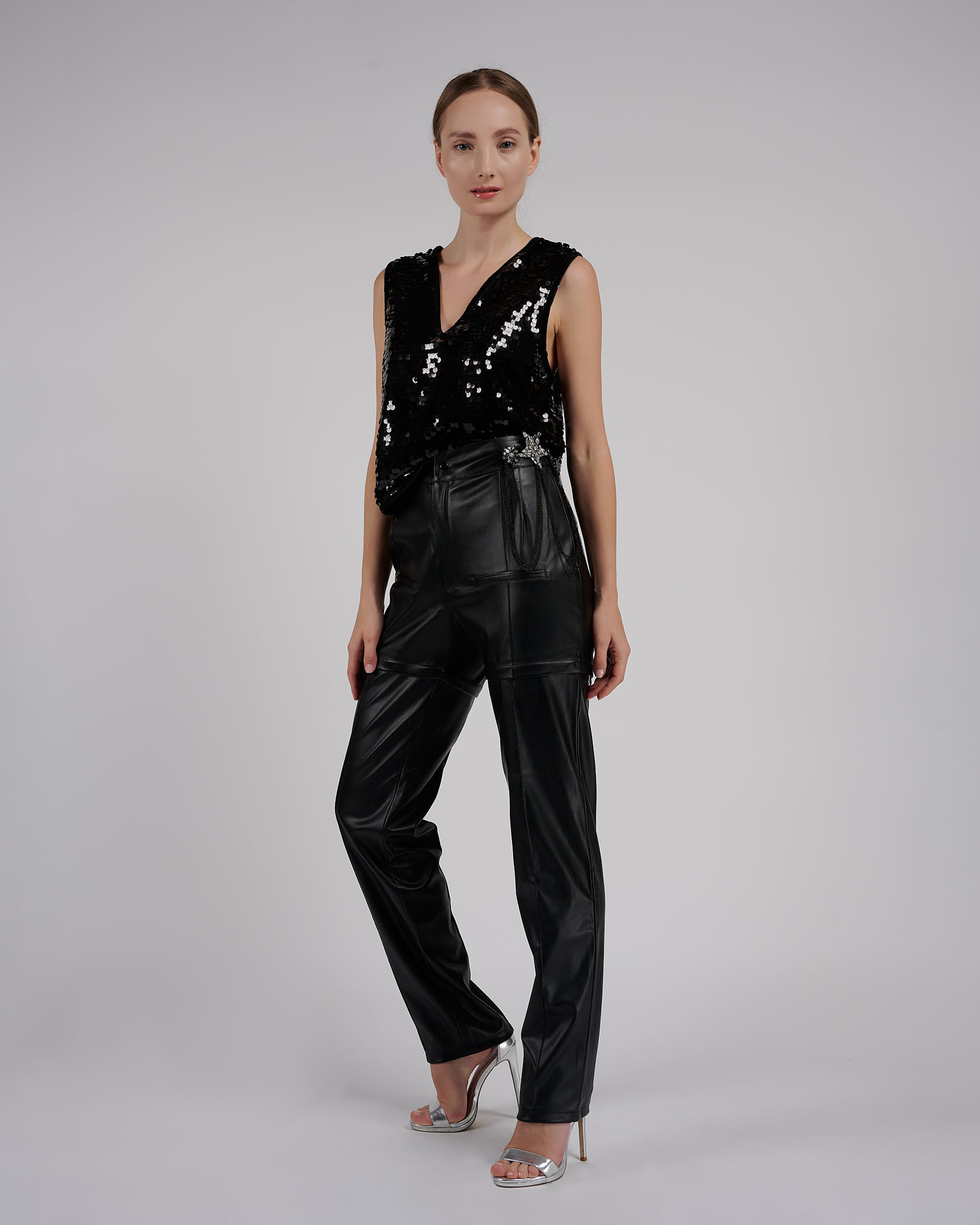 Moonwalk Black Vegan Leather Transformable Pants - Shop Jenny Kros